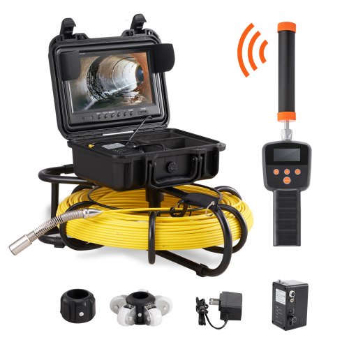 VEVOR Sewer Camera Pipe Inspection Camera w/ 512hz Sonde 9in 720p Screen 300 ft